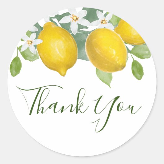 Citrus Lemon Theme Dank u voor Sticker (Voorkant)