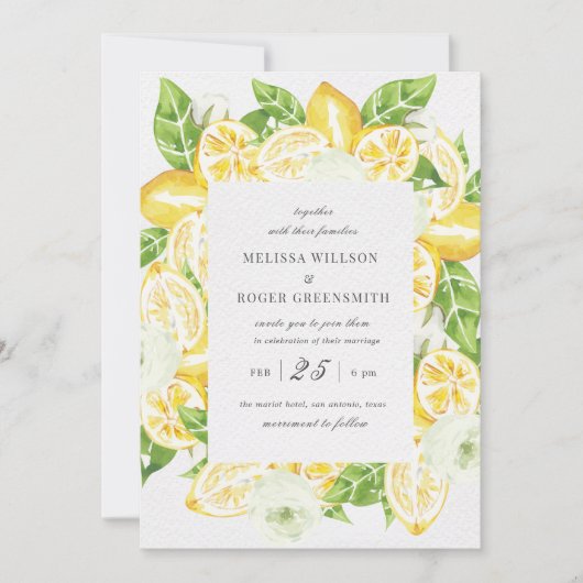 Citrus Lemon Tree Destination Mariage Invitation (Devant)