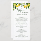 Citrus Lemon Vrijgezellenfeest Menu (Voorkant / Achterkant)