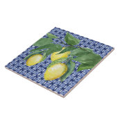 Citrus Lemon Waterverf Foliage Pattern Blue Tegeltje (Zijkant)