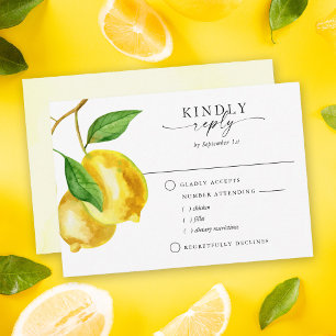 Citrus Lemon Waterverf Maaltijdkeuze RSVP Card Kaartje