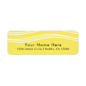 Citrus Lemon Yellow & White Wave Modern Wedding Etiket (Voorkant)