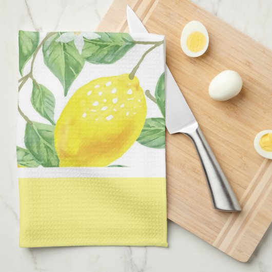 Citrus Lemons en Green Leaves Kitchen Theedoek (Quarter Fold)