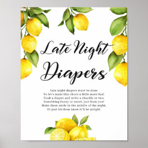 Citrus Lemons Late Night Diapers Game Sign Poster