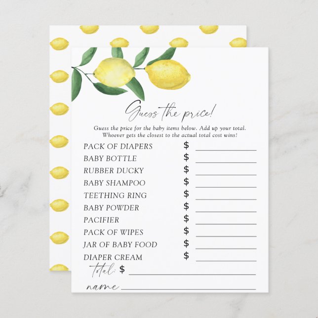 Citrus lemons - Raad de prijs Game (Voorkant / Achterkant)