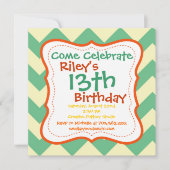 Citrus Lime Chevron Invitations de fête d'annivers (Devant)