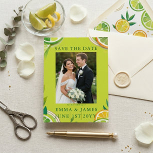 Citrus Lime en Chartreuse Groen Zomer Huwelijk Save The Date