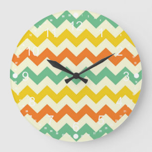 Citrus Lime Green Oranje Yellow Chevron Zigzags Grote Klok