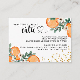 Citrus Little Cutie Baby shower Book Request Kaart