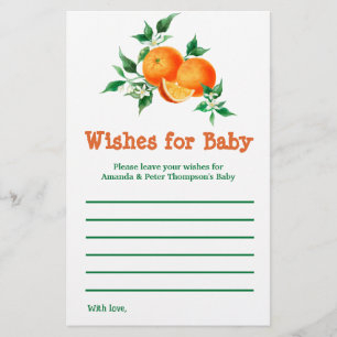 Citrus Little Cutie Baby shower Wish Game Kaart