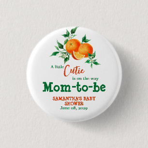 Citrus Little Cutie Botanical Oranje Baby shower C Ronde Button 3,2 Cm