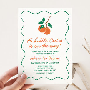 Citrus Little Cutie Modern Baby shower Kaart