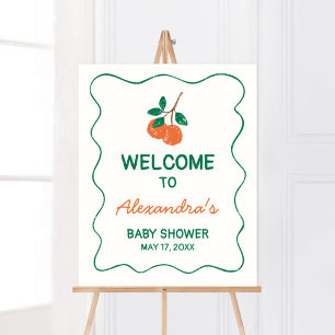 Citrus Little Cutie Modern Baby shower Welkom Poster