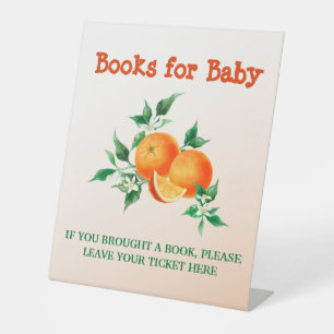Citrus Little Cutie Oranje Baby shower Book Game Reclamebord Met Voetstuk