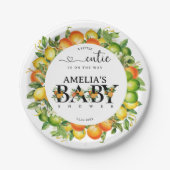 Citrus Little Cutie Sinaasappel Groene Bloem Papieren Bordje (Voorkant)