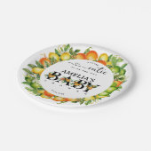 Citrus Little Cutie Sinaasappel Groene Bloem Papieren Bordje (Gekanteld)