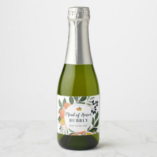Citrus Maid of Honor Bubble Bridal Party Voorstel Sparkling Wijnetiket