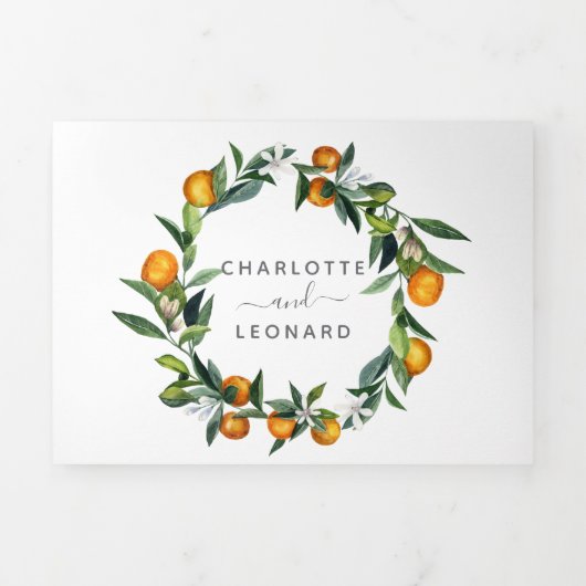 Citrus Mariage photo tuiles Tri-Fold Invitation (Page de couverture)