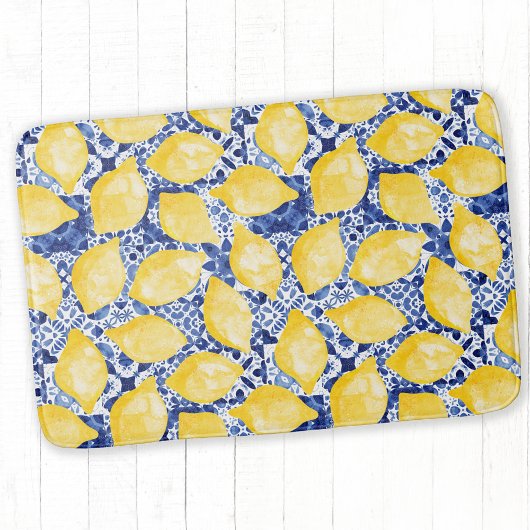 Citrus Mediterraan Blauw Wit Tegel Badmat