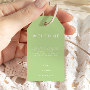 Citrus minimale groene bestemming bruiloft welkom cadeaulabel