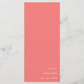 Citrus minimalistisch roze bruiloft plat menu (Achterkant)