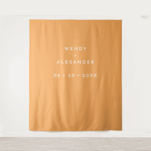 Citrus minimalistische Sinaasappel bruiloft foto a Wandkleed