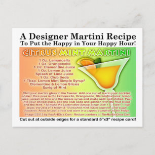 Citrus Mint Martini Recept Briefkaart