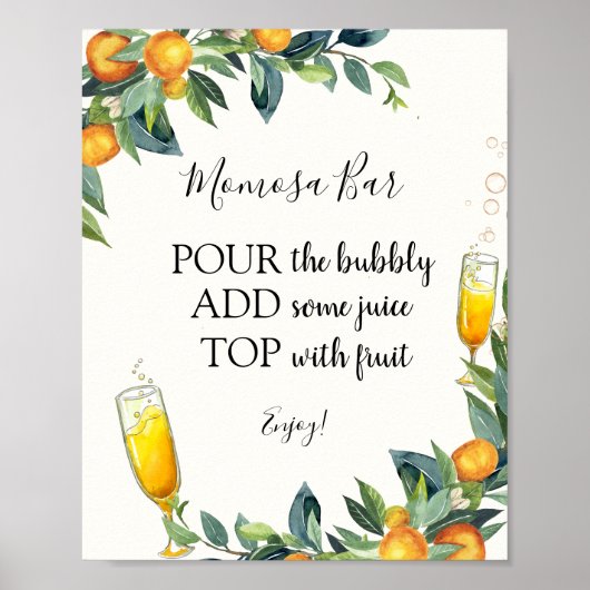 Citrus Momosa Bar Drink Bord Poster (Voorkant)