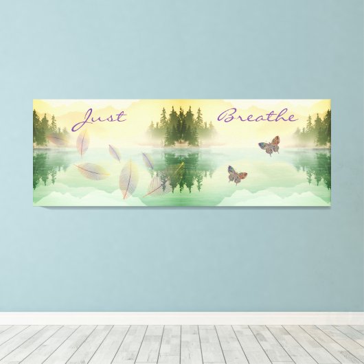 Citrus Mountain Reflection NET BREATHE Canvas Afdruk (Insitu (Houten vloer))