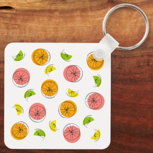 Citrus Multi-aluminium vierkant dubbelzijdig Sleutelhanger (Achterkant)