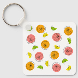 Citrus Multi-monogram achterzijde aluminium vierka Sleutelhanger