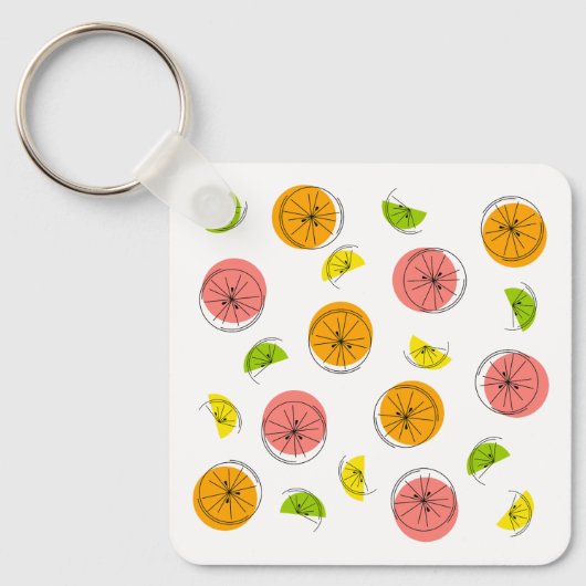 Citrus Multi-monogram achterzijde aluminium vierka Sleutelhanger (Voorkant)