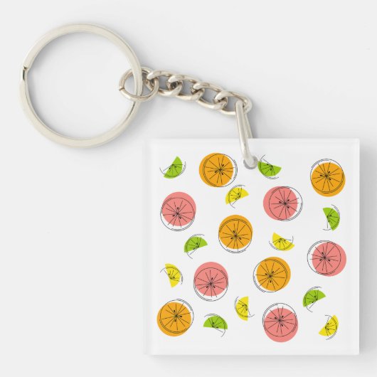 Citrus Multi Monogram sleutelhanger vierkant dubbe (Voorkant)