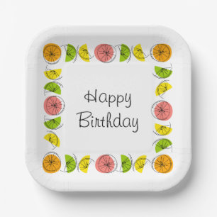Citrus Multi Square Happy Birthday Papieren Bordje