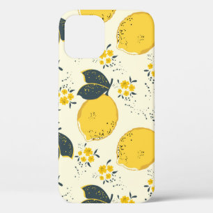 Citrus naadloos patroon met kleurrijke gele citroe iPhone 12 hoesje