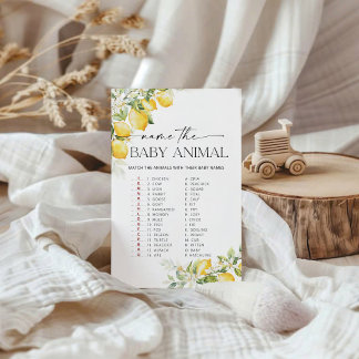 Citrus naam van het Baby Animal Baby shower Game