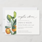 Citrus Orange Botanical Boho Couples Invitation de (Devant)
