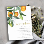 Citrus Orange Botanical Boho Couples Invitation de
