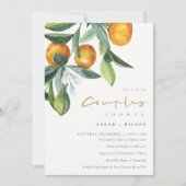 Citrus Orange Botanical Boho Couples Invitation de (Devant)