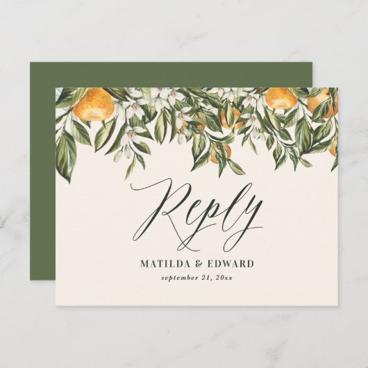 Citrus orange botanique moderne rustique RSVP (Devant / Derrière)