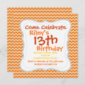 Citrus Orange Chevron Invitations de fête d'annive (Devant / Derrière)