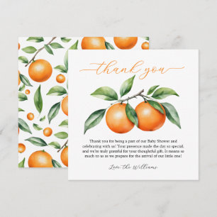 citrus-Oranje Baby shower Bedankkaart