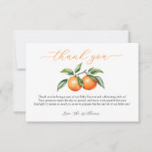 citrus-Oranje Baby shower Bedankkaart (Voorkant)