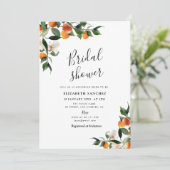 citrus oranje bladerblad douche - uitnodiging (Staand voorkant)