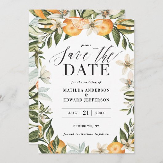 Citrus, oranje + bloesems huwelijk, behalve de dat (Voorkant / Achterkant)