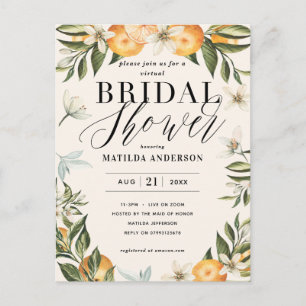 Citrus oranje blossom virtueel vrijgezellenfeest briefkaart