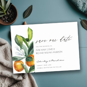 Citrus Oranje Botanical Boho Save the Date Invite Bedankkaart