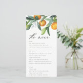 Citrus Oranje Botanical Boho Wedding Menu Kaart (Staand voorkant)