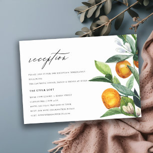 Citrus Oranje Botanical Boho Wedding Reception Informatiekaartje