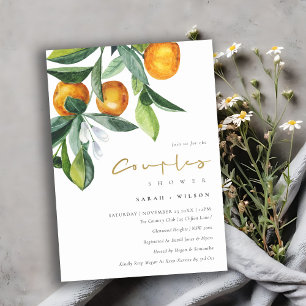 Citrus Oranje Botanische Boho Couples Shower Invit Bedankkaart
